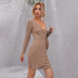 V-Neck Lace-Up Hip Dress NSAL1912