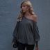 Hot Selling Fall/Winter Pure Color Loose Thin Slant Neck Knitwear NSAL1921