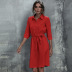 Three-quarter Sleeve Belt Pure Color Dress NSAL1929