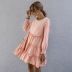 Round Neck Long Sleeve Pure Color Loose Cake Skirt Dress NSAL1934