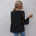 hot sale autumn V-neck lace stitching top  NSAL1957