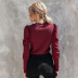 autumn elegant polyester pullover long sleeve round neck slim-fit women s T-shirt NSAL1962