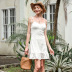  pure color sling lace hollow slim dress NSAL1966