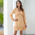 Pure Color V-neck Puff Sleeve Sweet Dress NSAL1971