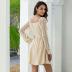  pure color lace stitching sweet dress NSAL1972