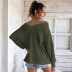 autumn and winter new solid color V-neck fashion top casual women s clothing NSAL1974