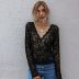 autumn hot sale V-neck short-sleeved lace sexy long-sleeved T-shirt top  NSAL2086