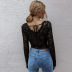 autumn hot sale V-neck short-sleeved lace sexy long-sleeved T-shirt top  NSAL2086