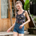 Verano nuevo estampado floral camisola para mujer top NSAL2097