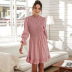  Solid Color Petal Sleeve Large Skirt Slim Dress NSAL2100