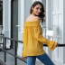 sexy one-shoulder ruffle sleeve loose top NSAL2102