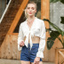  solid color tie V-neck puff sleeve short long sleeve  NSAL2109