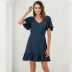  pure color V-neck halter lace casual dress NSAL2120