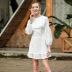  solid color round neck hollow puff sleeve dress NSAL2138
