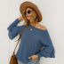 fashion women s autumn and winter solid color T-shirt sweater NSKA2145