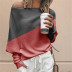  loose large size women s stitching contrast long-sleeved T-shirt top NSYF2153