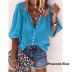  solid color long-sleeved V-neck button blouse NSYF2158