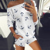 women s round neck anchor printed long-sleeved shirt casual suit NSYF2175