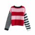 retro sexy striped contrast color short knit sweater  NSAM2282