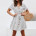  Fashion Sexy Polka Dot Print V-neck Button Lace Chiffon Dress NSYF2159