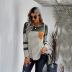 knitted sweater women s sleeves striped stitching new pocket long-sleeved women s sweater  NSSI2306