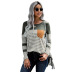 suéter de punto mangas de mujer costura a rayas nuevo bolsillo suéter de mujer de manga larga NSSI2306