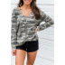 women s sleeve camouflage new loose long-sleeved v-neck women s sweater  NSSI2313