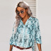 leopard print nine-point sleeve shirt women new v-neck cardigan women s shirt  NSSI2317