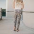 Pantalones casuales con estampado de leopardo Pantalones de tobillo con cordón de cinturón de estilo nuevo de otoño para mujer NSSI2319