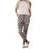 Pantalones casuales con estampado de leopardo Pantalones de tobillo con cordón de cinturón de estilo nuevo de otoño para mujer NSSI2319
