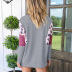 Camiseta de manga larga con cuello redondo informal de moda de costura con estampado de leopardo nuevo de otoño para mujer NSSI2324