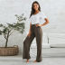 pantalones largos sueltos de color sólido con correa NSSI2333