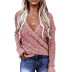 women autumn new style solid color cross-type deep v-neck long-sleeved casual sweater  NSSI2337