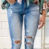 agujeros nuevos jeans de nueve puntos de cintura alta para mujer NSSI2341