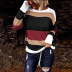 suéter de punto jersey de cuello redondo de manga larga de color hit de moda NSSI2346