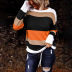 suéter de punto jersey de cuello redondo de manga larga de color hit de moda NSSI2346