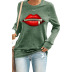 suéter de manga larga con estampado de labios y estampado de labios de otoño nuevo con cremallera y cuello alto para mujer NSSI2348