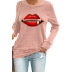 suéter de manga larga con estampado de labios y estampado de labios de otoño nuevo con cremallera y cuello alto para mujer NSSI2348