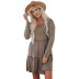 fall/winter large size printing casual mid-length V-neck long-sleeved dress NSSI2350