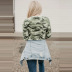 mujer camuflaje color a juego nuevo suéter suelto de manga larga para mujer NSSI2356