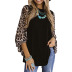 mangas de mujer estampado de leopardo color a juego nuevo suéter suelto de manga larga NSSI2359