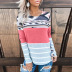 long-sleeved pullover women s new fall/winter hedging hit color round neck loose sweater NSSI2361