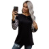 women autumn new loose leopard pattern stitching long-sleeved round neck sweater NSSI2364