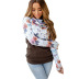 suéter con capucha y manga larga de otoño con costuras florales y cuello de pila para mujer NSSI2367