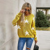 patrón de estrella suelto cuello redondo suéter de mujer NSSI2370