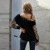 women s new style cuff stitching loose diagonal collar pullover long sleeve women s sweater  NSSI2371