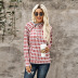 autumn and winter new style double-layer hooded diagonal zipper pullover colorful plaid top women sweater  NSSI2388