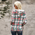autumn and winter new style double-layer hooded diagonal zipper pullover colorful plaid top women sweater  NSSI2388
