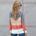 women long-sleeved loose fashion colorful striped pullover knitted hooded sweater NSSI2391