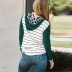 women new style striped stitching long-sleeved casual hooded ladies pullover  NSSI2392